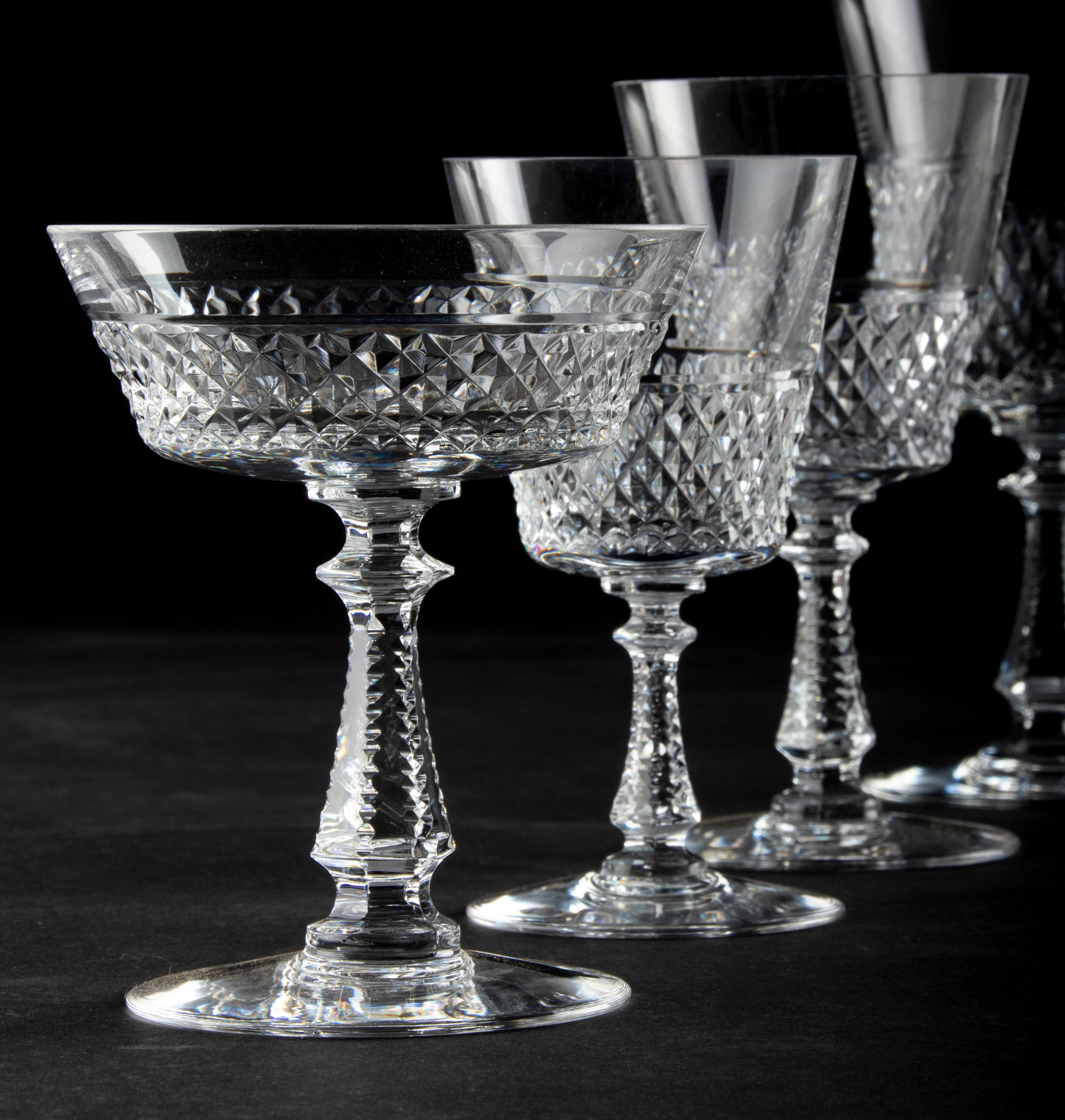 24-Piece Crystal Set of Glasses by Val Saint Lambert model Heidelberg 8