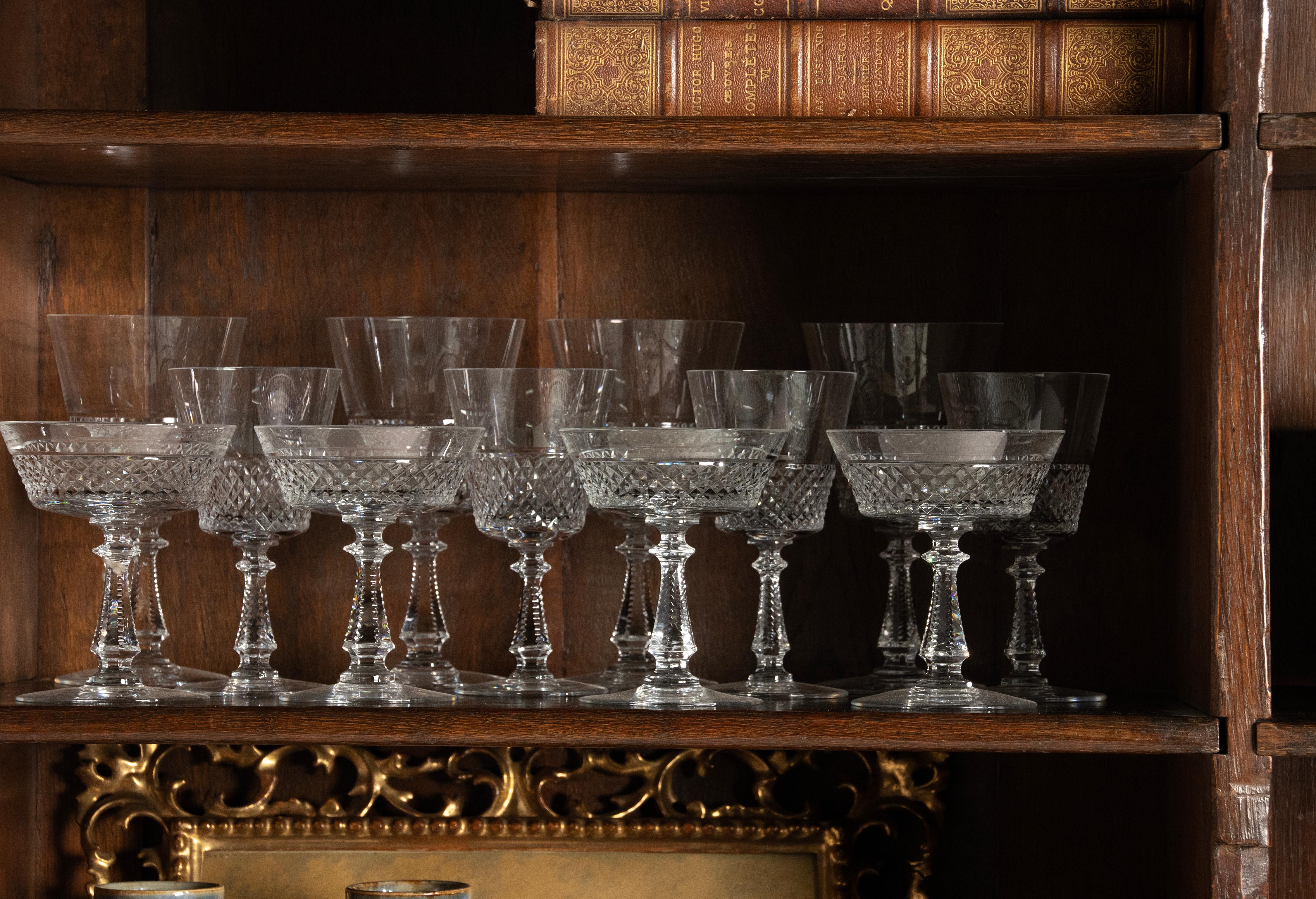 24-Piece Crystal Set of Glasses by Val Saint Lambert model Heidelberg In Good Condition In Casteren, Noord-Brabant