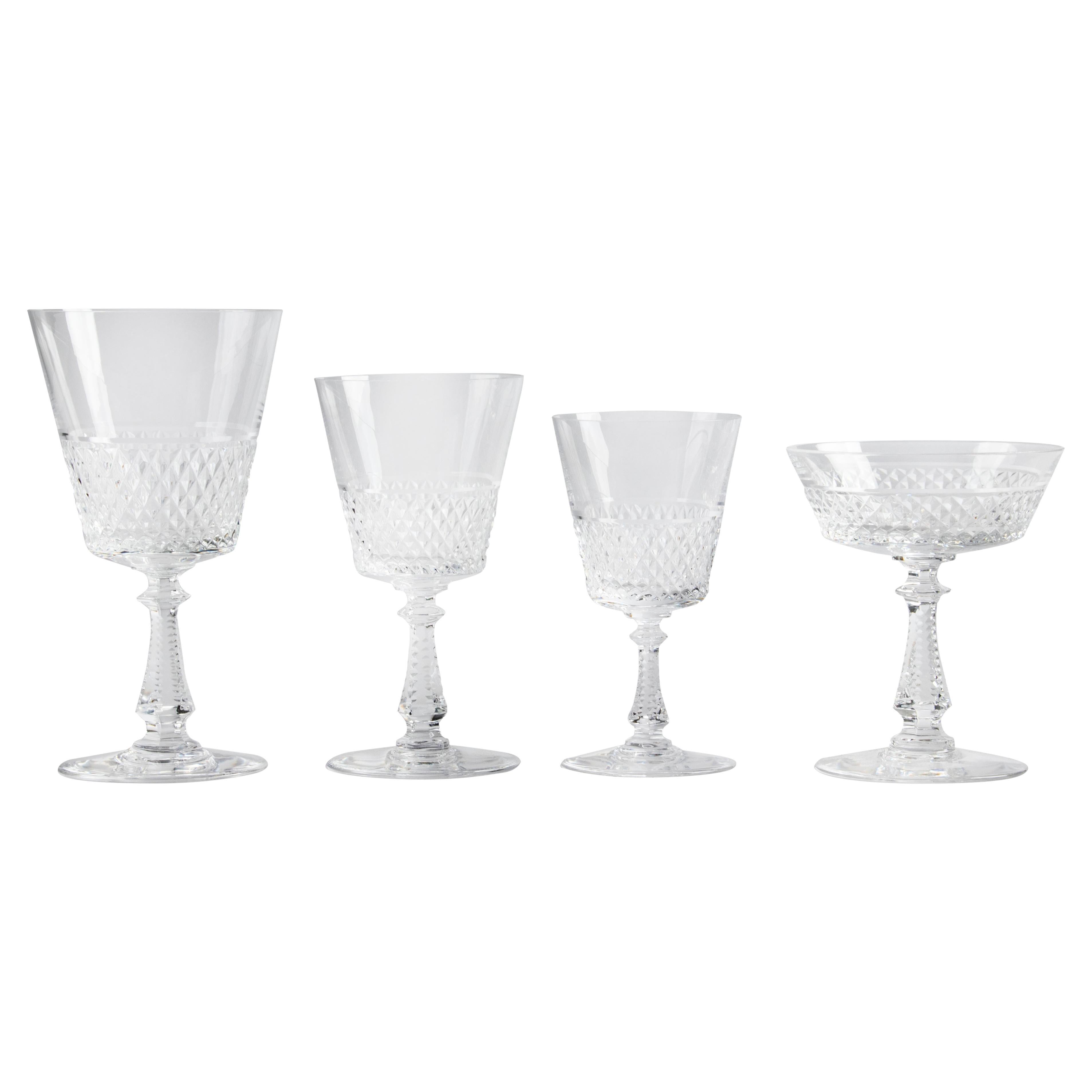 24-Piece Crystal Set of Glasses by Val Saint Lambert model Heidelberg