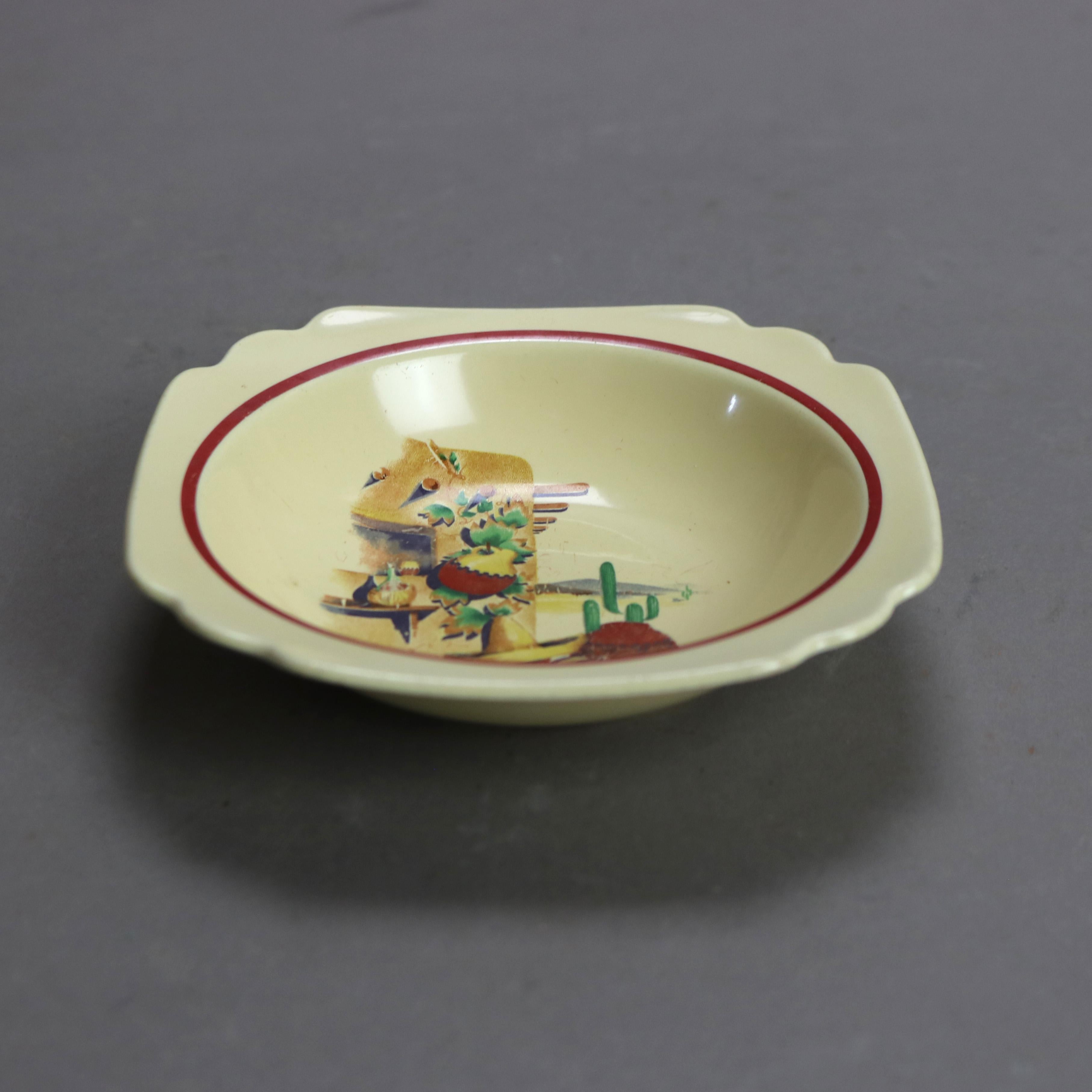 24 Piece Homer Laughlin Riviera Hacienda Porcelain Hacienda Dinner Set 20thC In Good Condition For Sale In Big Flats, NY