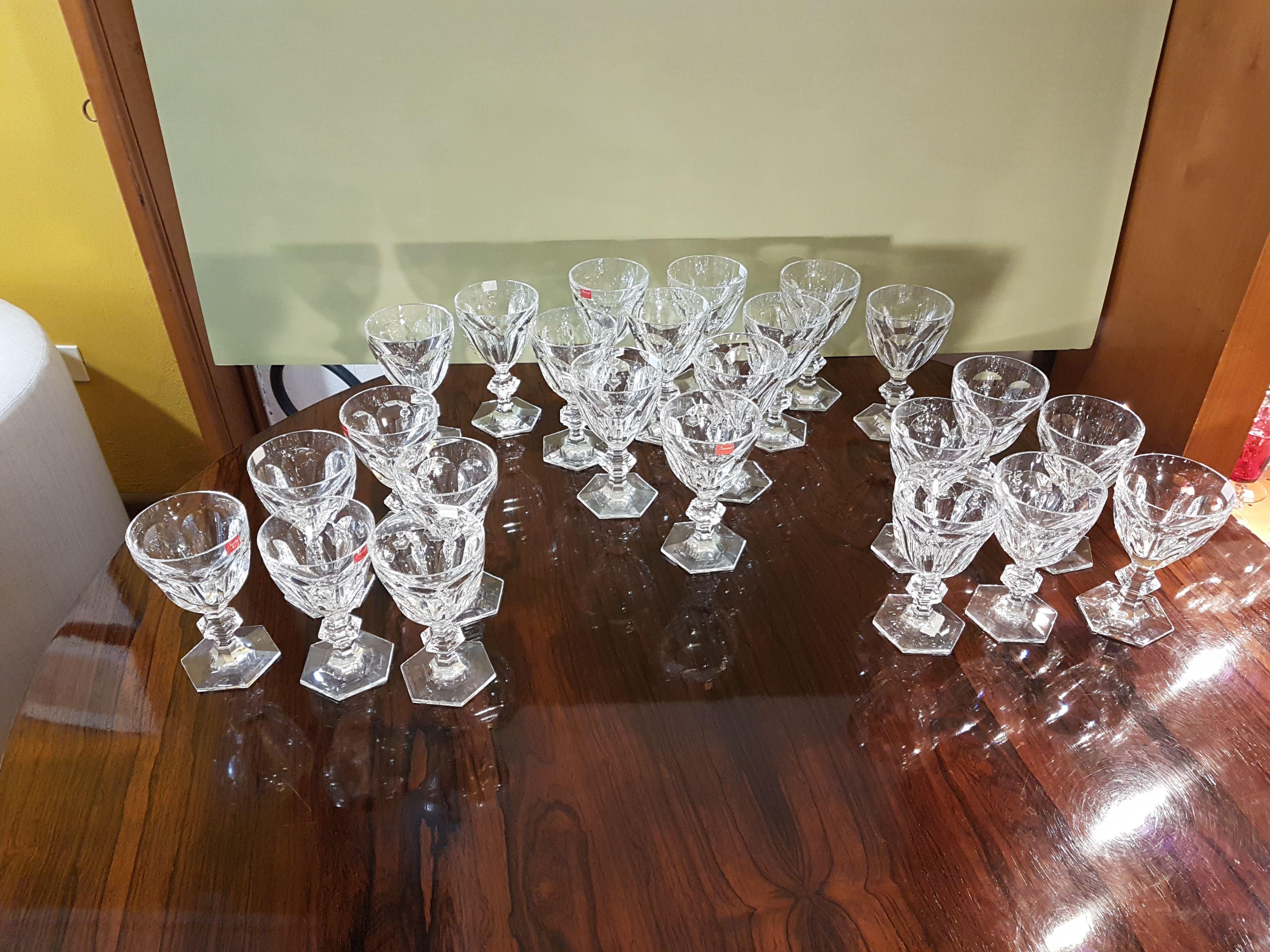 Hand-Carved 24-Piece Set of Baccarat Hand-Cut Crystal 