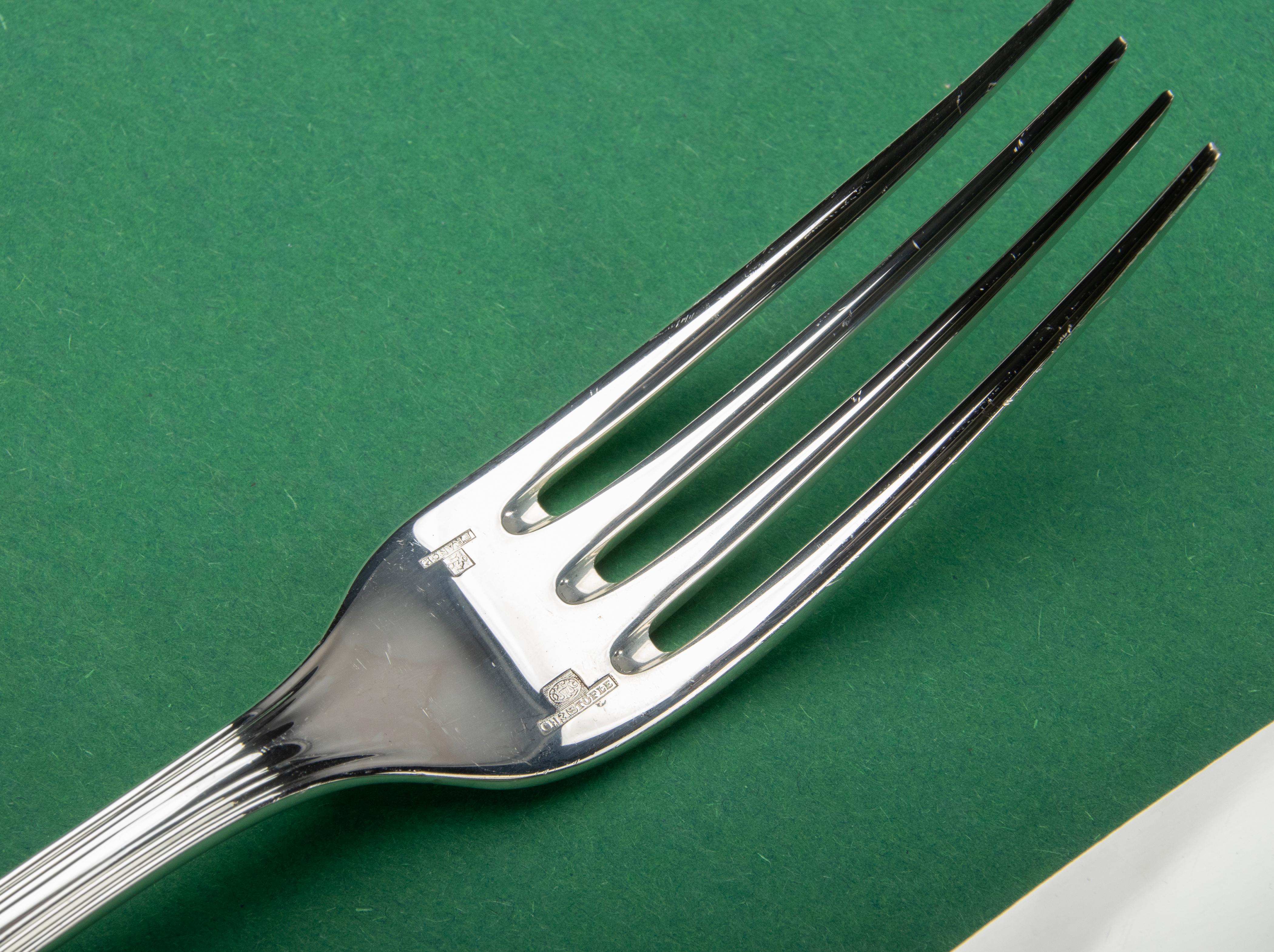 24-Piece Set of Silver Plated Flatware Made by Christofle Model Spatours 5