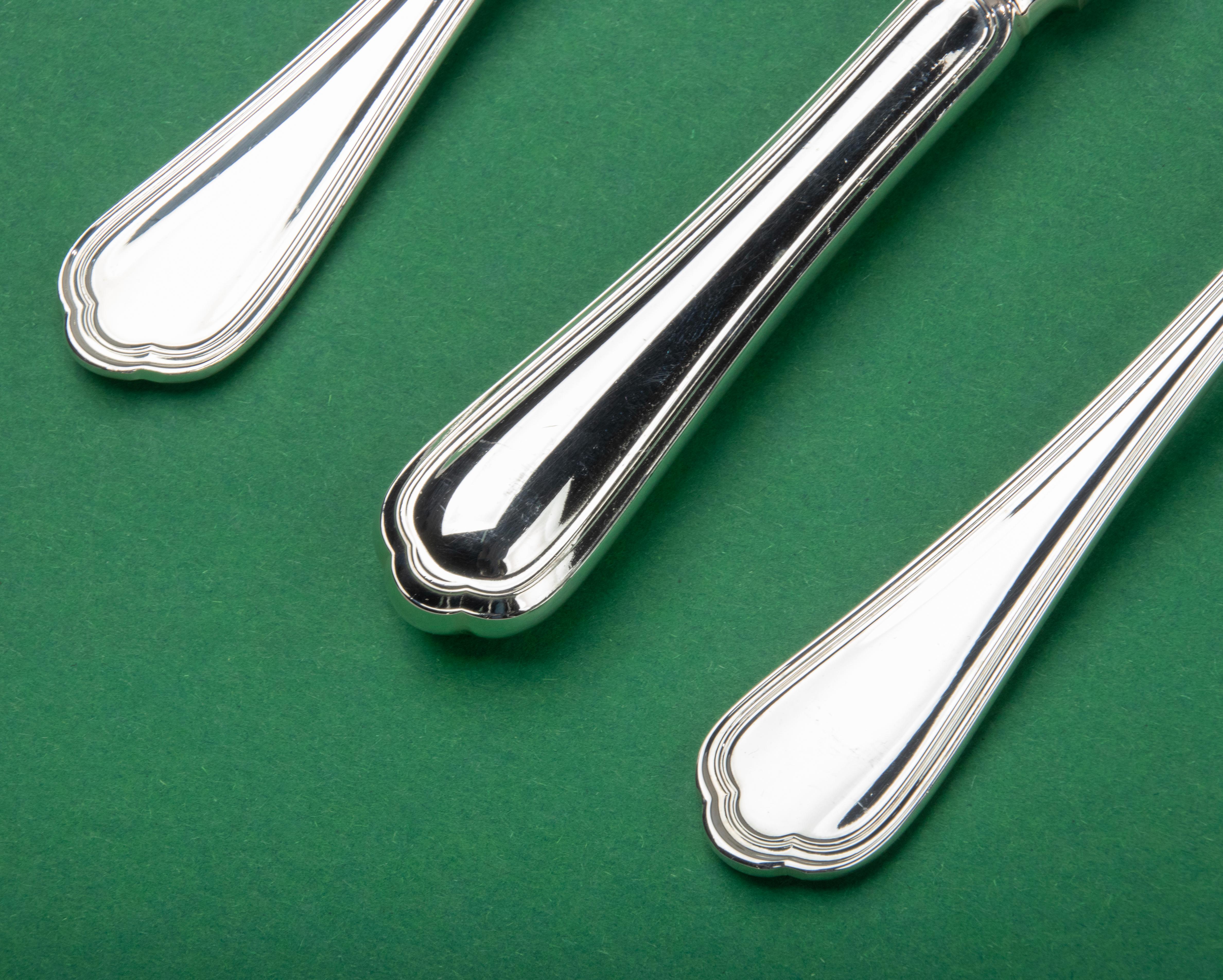 24-Piece Set of Silver Plated Flatware Made by Christofle Model Spatours 2