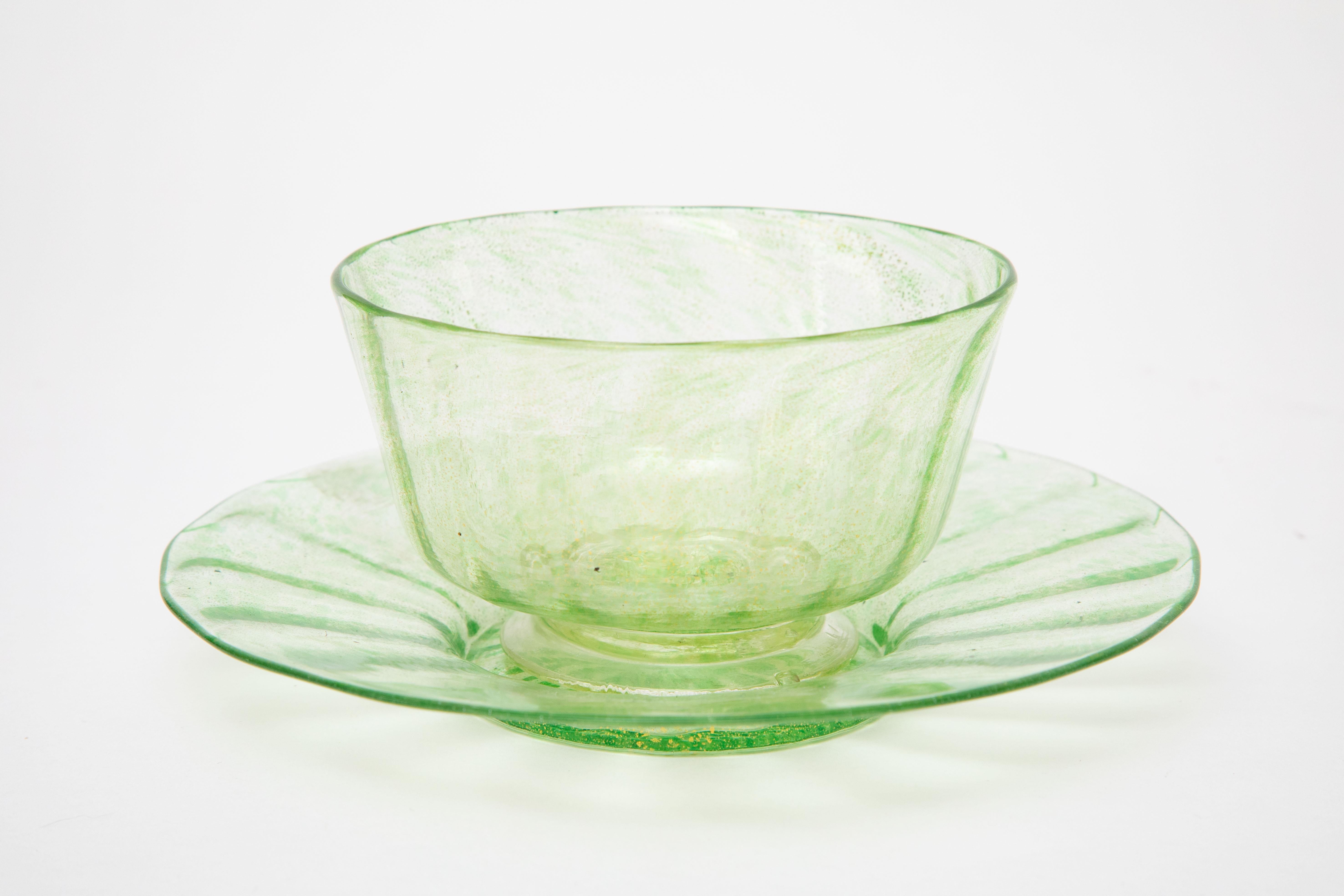 green glass dessert plates