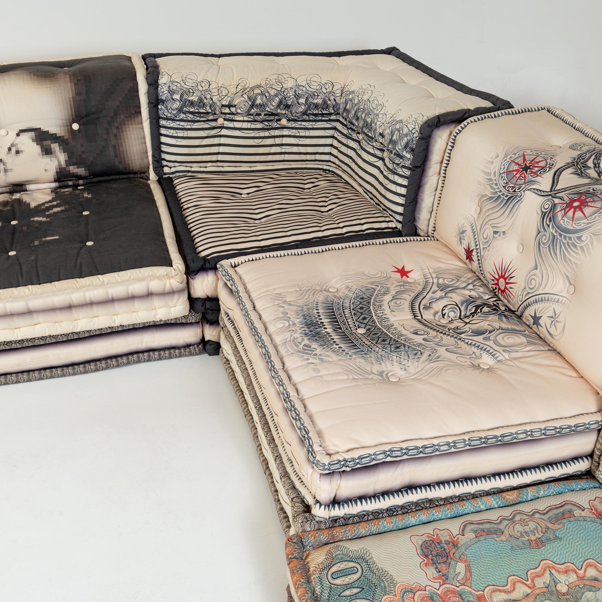 24+ Pieces Roche Bobois Mah-Jong Sectional Sofa Jean Paul Gaultier Fabric 6
