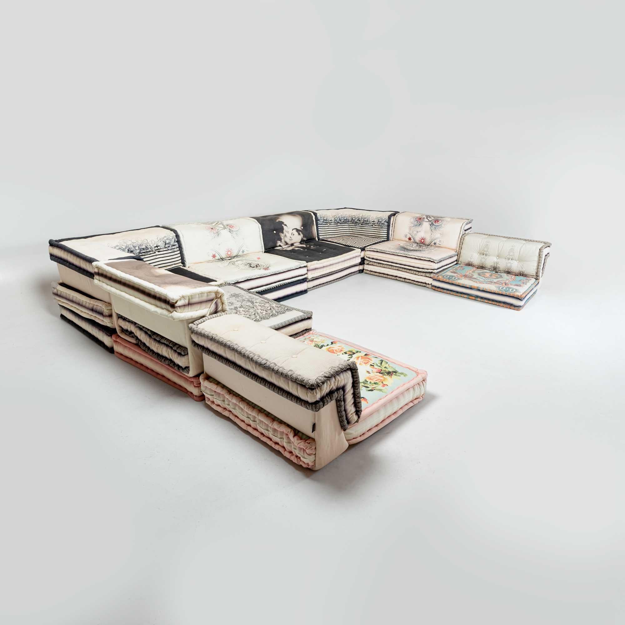 Post-Modern 24+ Pieces Roche Bobois Mah-Jong Sectional Sofa Jean Paul Gaultier Fabric