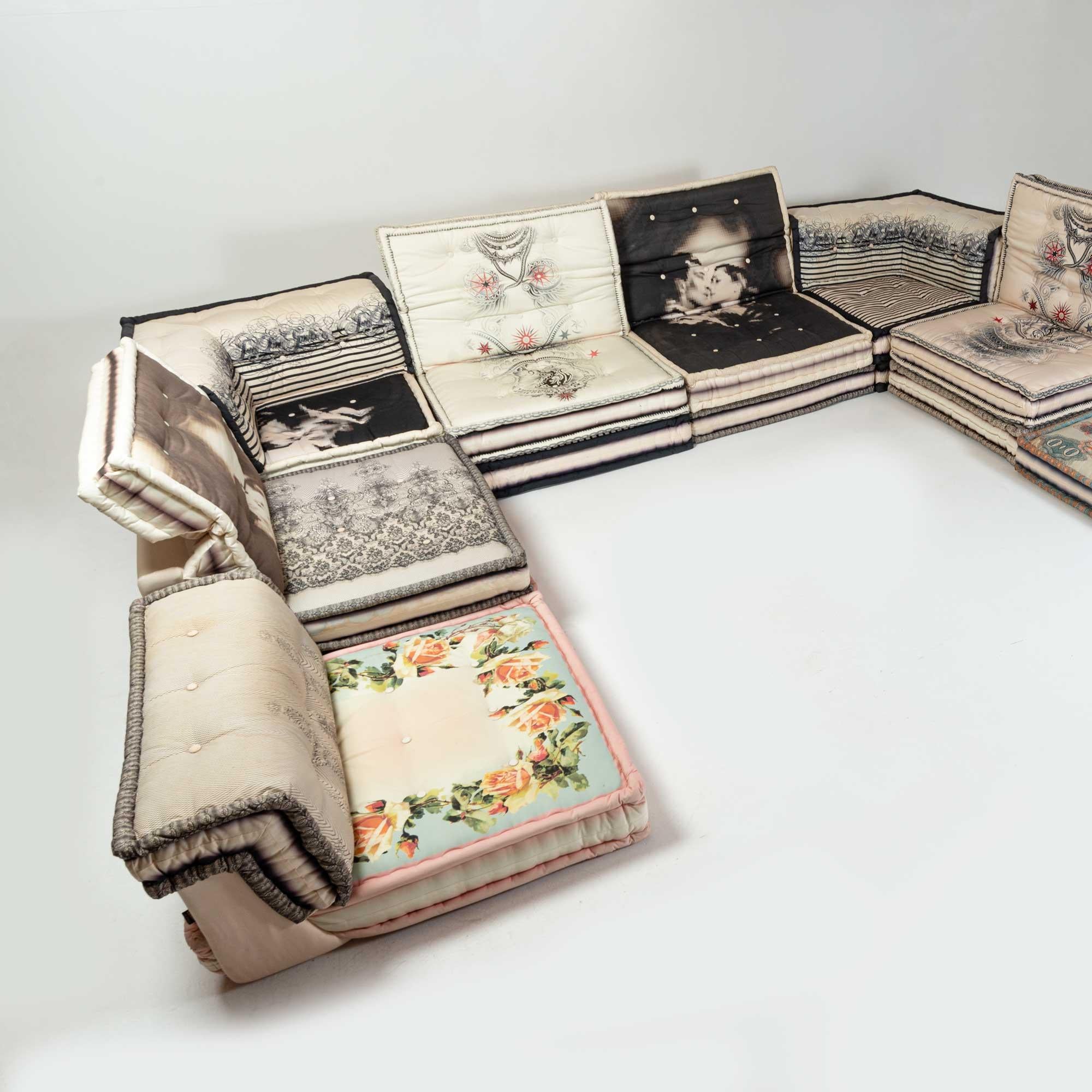 French 24+ Pieces Roche Bobois Mah-Jong Sectional Sofa Jean Paul Gaultier Fabric