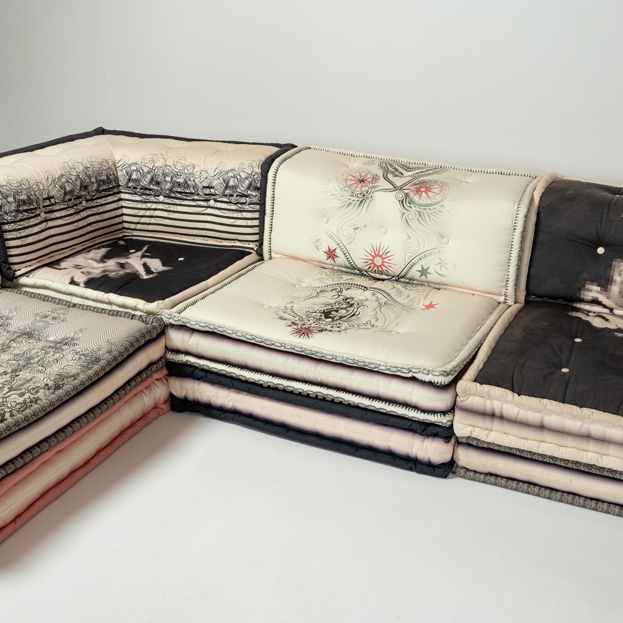 24+ Pieces Roche Bobois Mah-Jong Sectional Sofa Jean Paul Gaultier Fabric 2