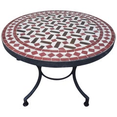Red / Brown / White Moroccan Mosaic Table, Choice of Base Height