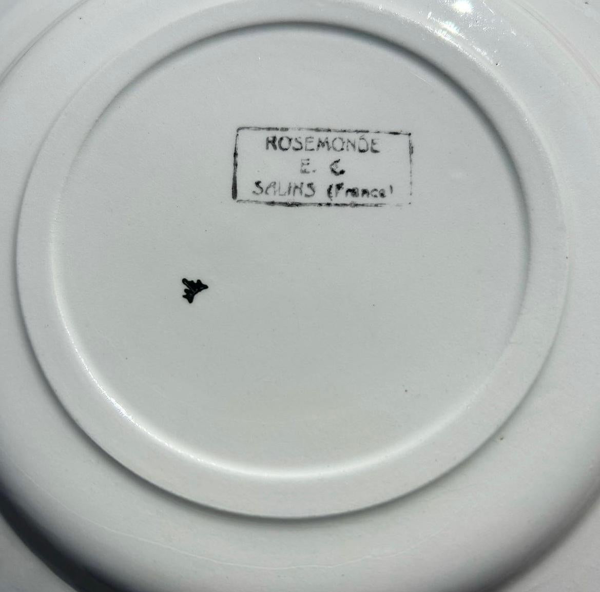 24 Piatti Rosemonde dipinti a mano da La Faïencerie Salins, inizi del XX secolo, Francia in vendita 2
