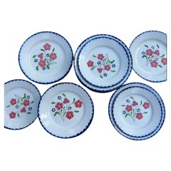 24 Rosemonde hand painted Plates from La Faïencerie Salins, early 20th, France
