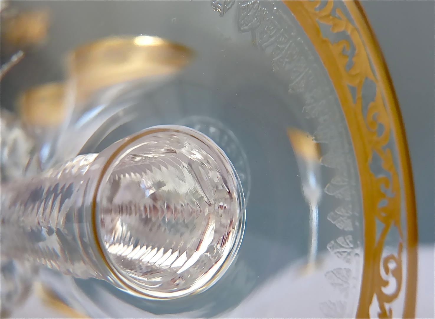 24 Saint Louis-Wassergläser aus vergoldetem Kristall, Champagner, Rot, Weiß und Weiß, Distel, 1950er Jahre 3