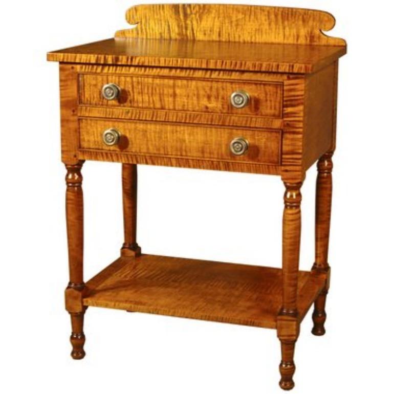 Turned Sheraton washstand in Tiger Maple For Sale