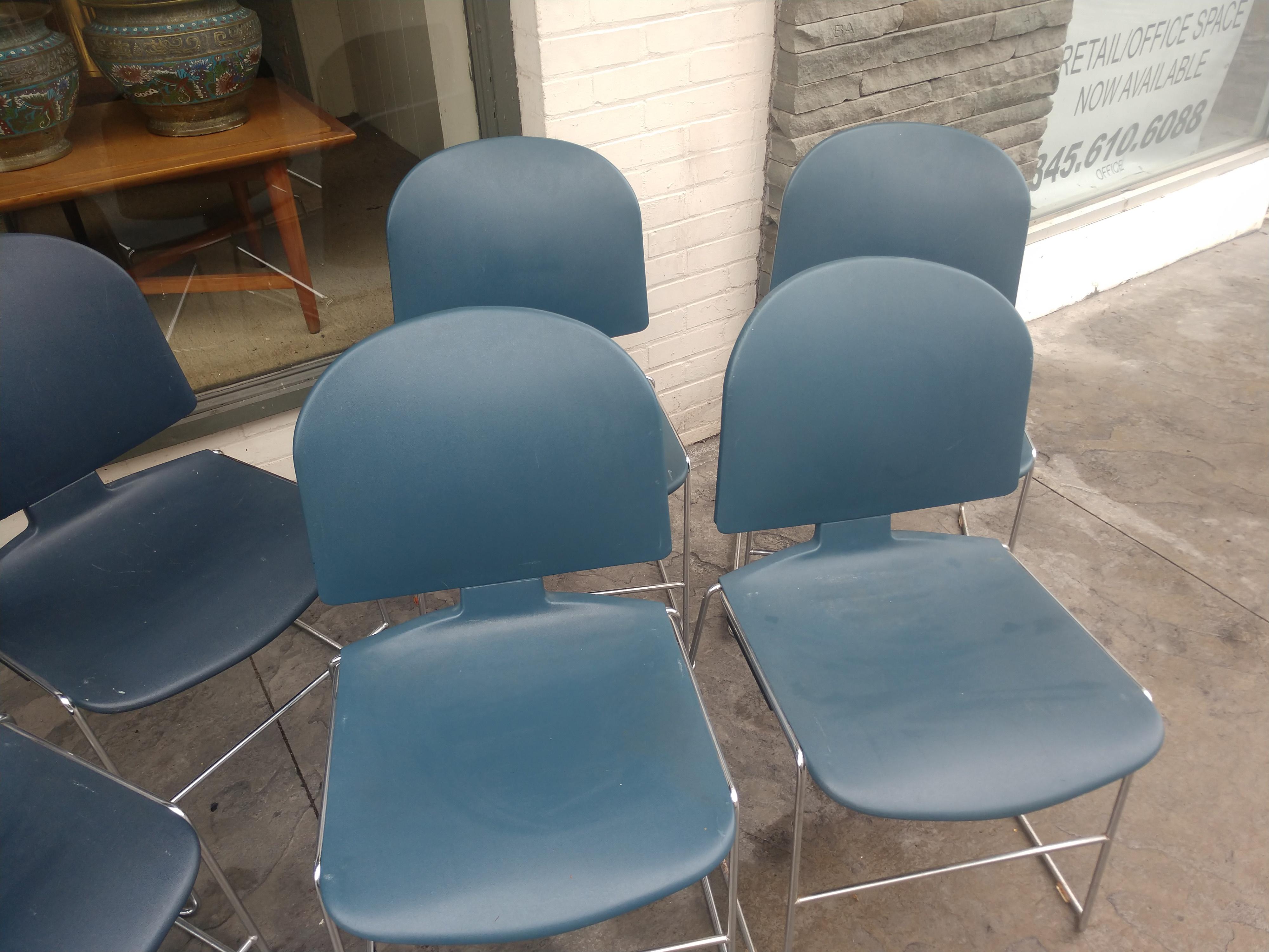 American 14 Steelcase Mid Century Modern Stacking Chairs