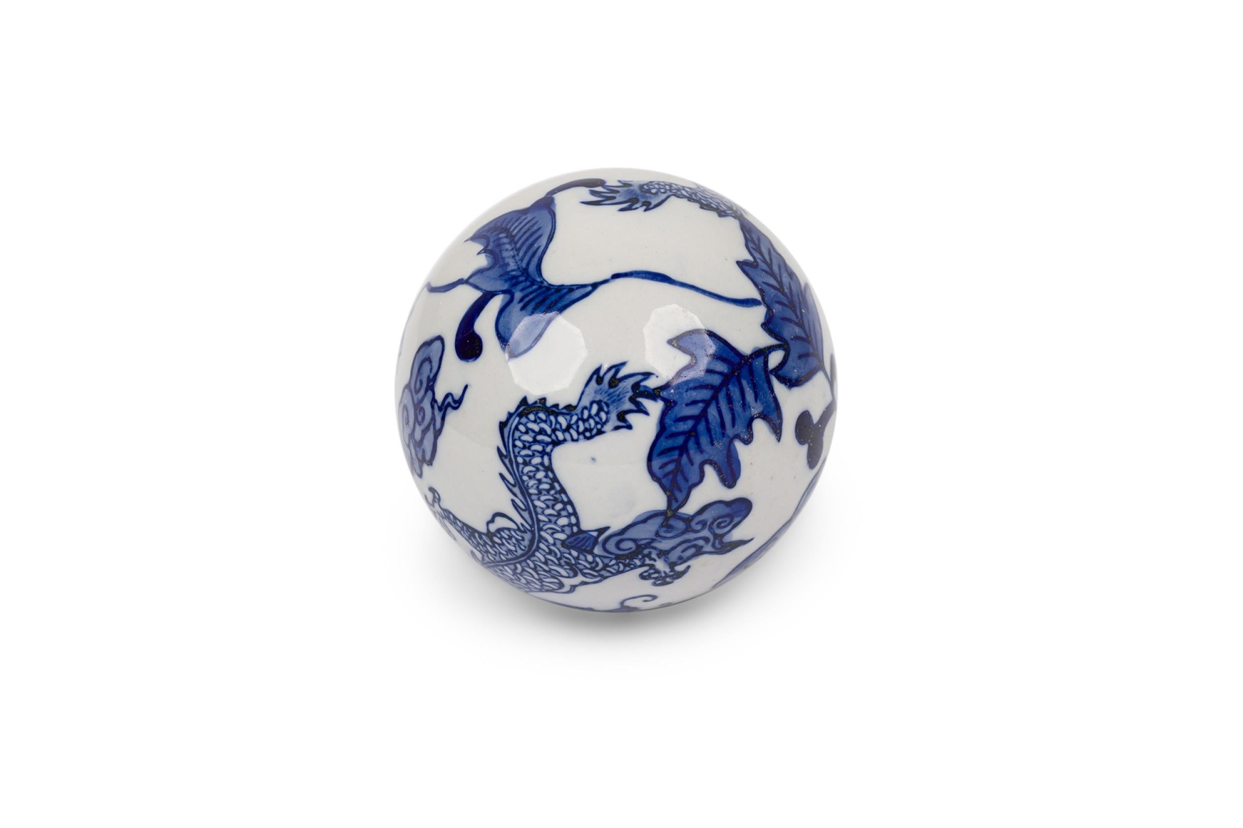Set of 25 vintage Chinese style blue and white ceramic decorative balls with floral designs, varies with each. (PRICED AS Set)