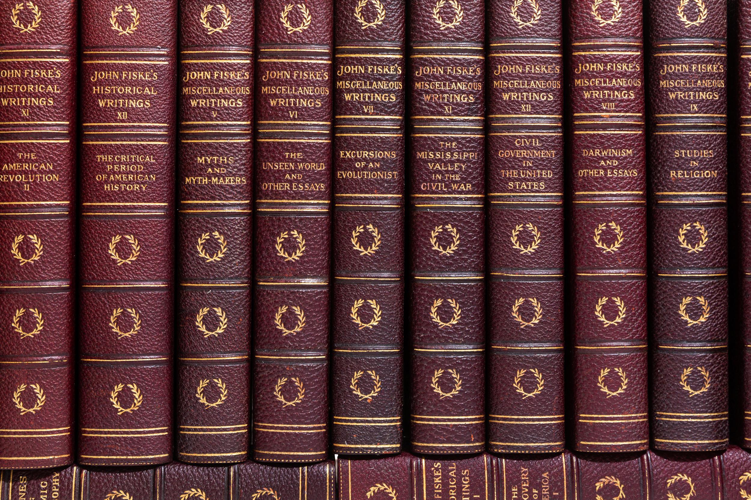 24 Volumes, John Fiske, The Historical Writings of John Fiske In Good Condition In New York, NY