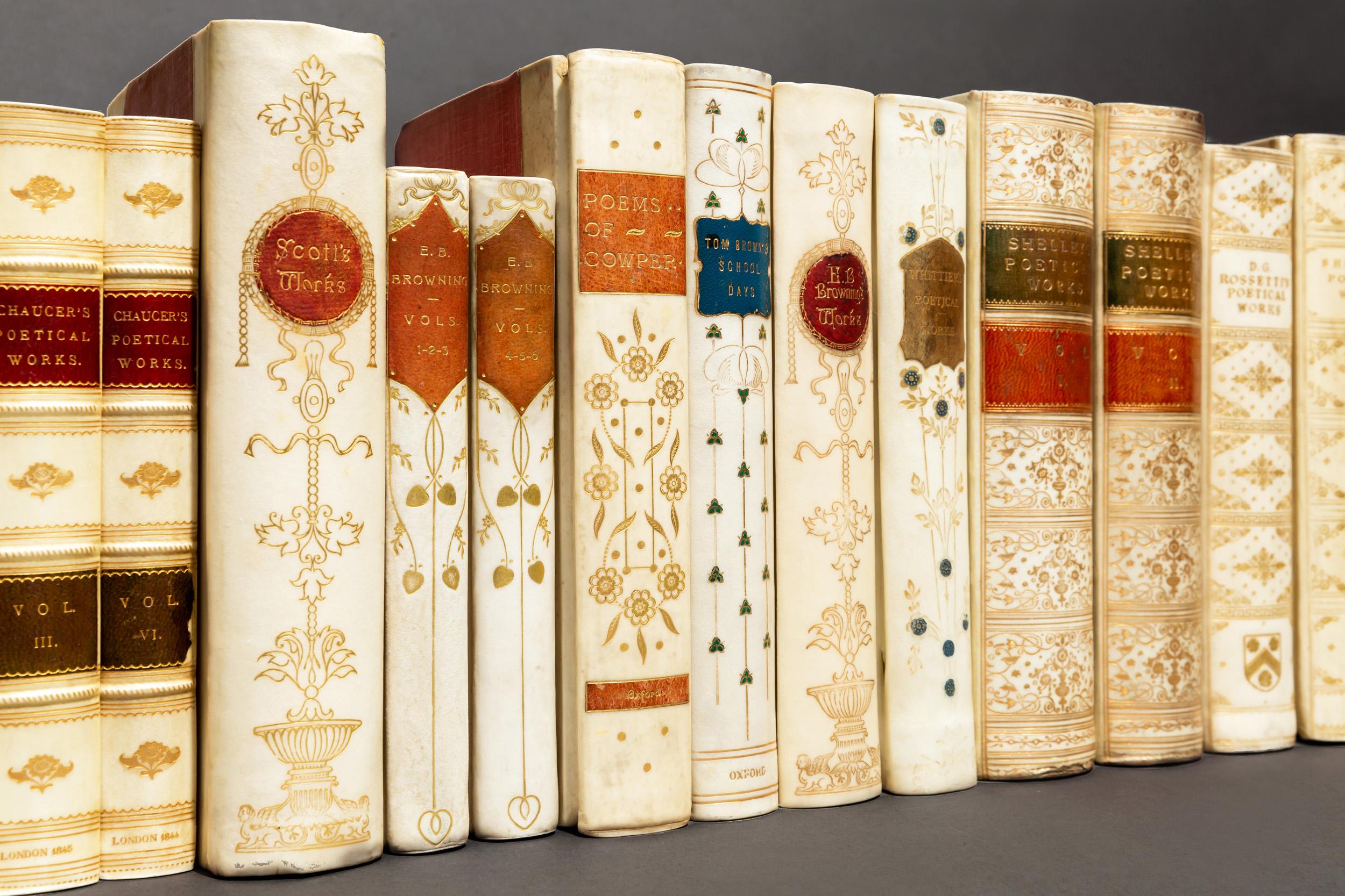 24 Volumes 'Vellum Bindings' Various Authors and Titles In Good Condition In New York, NY