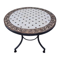 White / Brown Moroccan Mosaic Table, Choice of Base Height