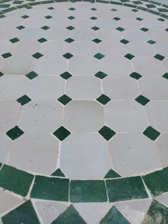 White / Green Moroccan Mosaic Table, Choice of Base Height