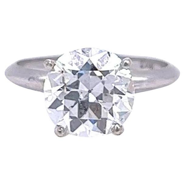 2.40ct Natural Round Brilliant Cut Diamond Solitaire Ring 14K White Gold For Sale