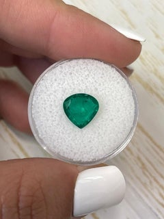 2.40 Carat 9.3x9.4 Deep Green Chunky Pear Zambian Emerald - Earth-Mined Gem
