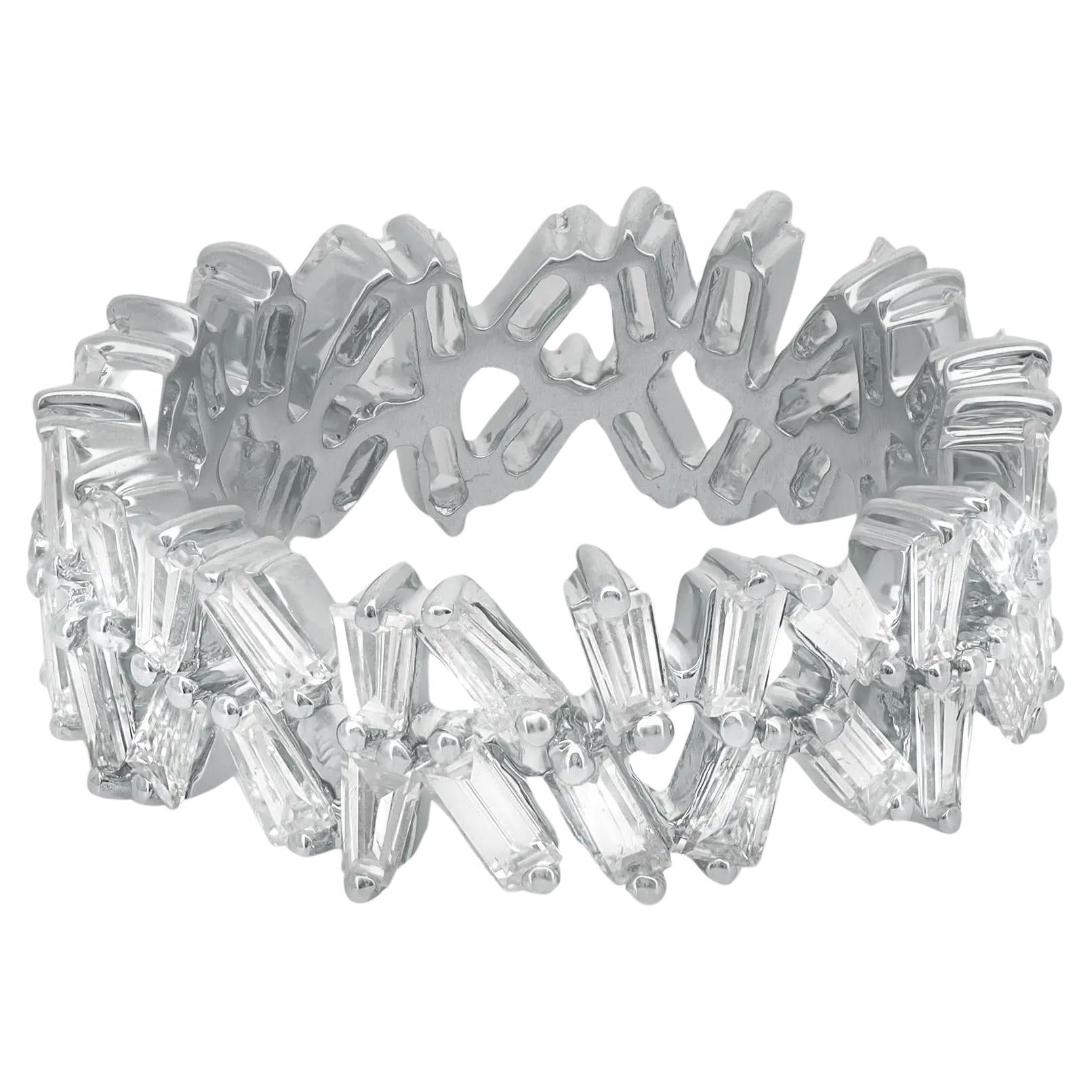 For Sale:  2.40 Carat Baguette Cut Diamond Ring 18K White Gold