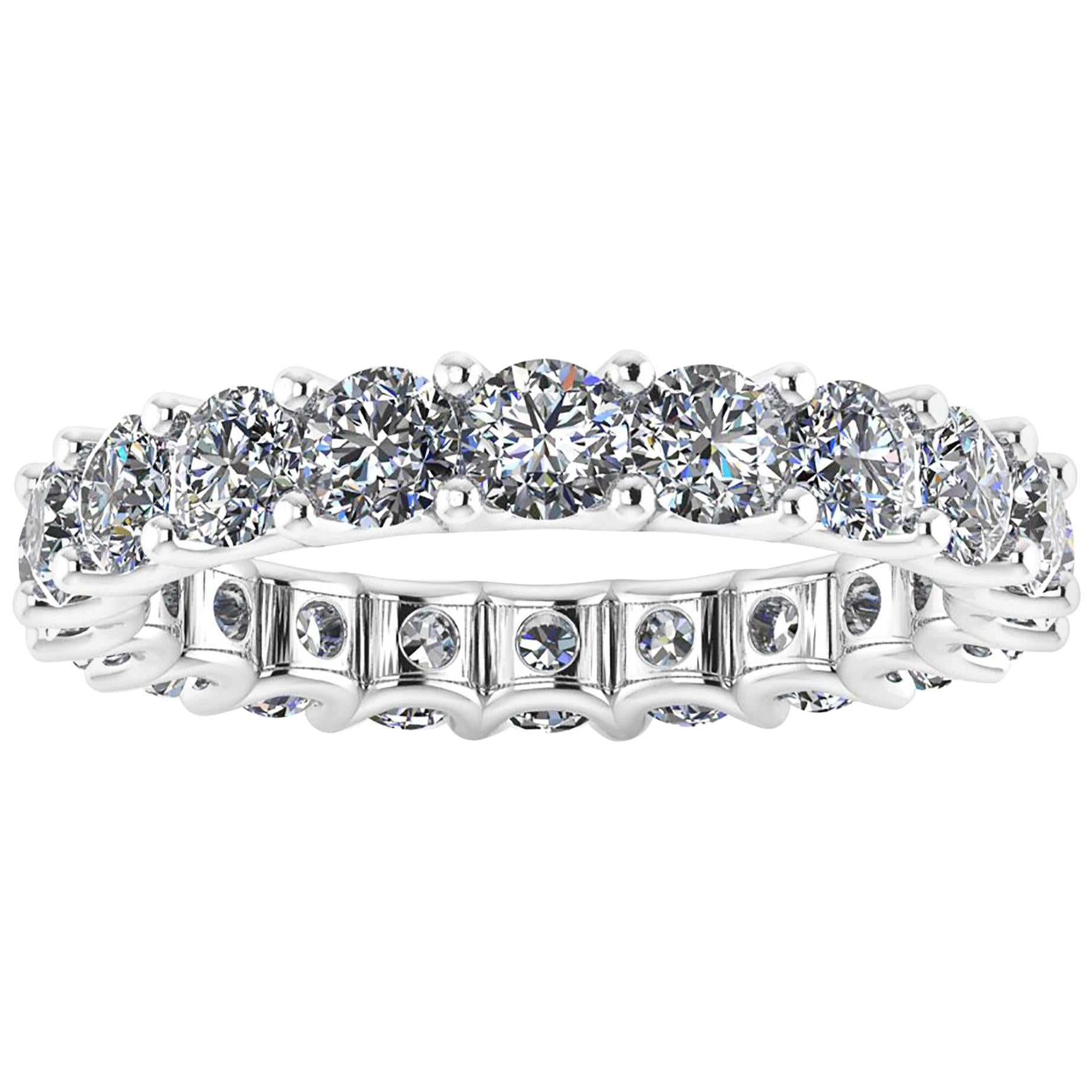 Anneau d'éternité en platine 950 avec diamants blancs brillants de 2,40 carats