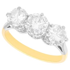 2.40 Carat Diamond 18k Yellow Gold Trilogy Ring - Vintage Circa 1950