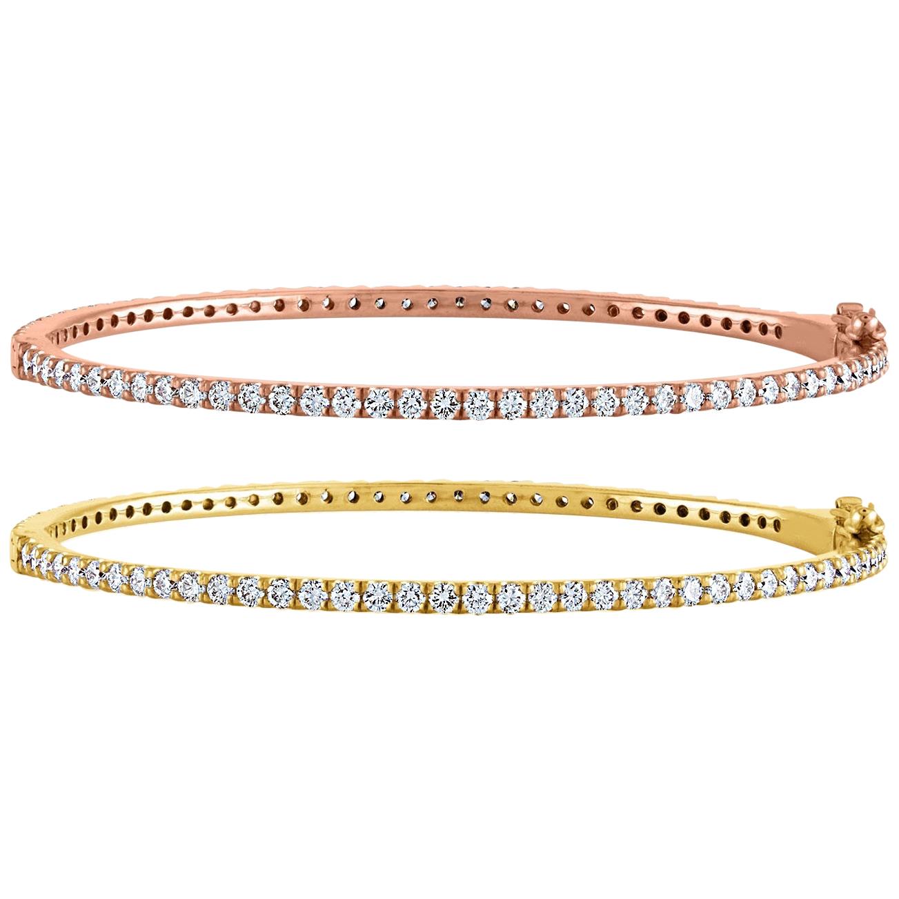 2.40 Carat Diamond All Around Gold Bangle Bracelet