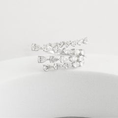 2.40 Carat Diamond Graduated Cluster Ring 18K White Gold Handmade Jewelry