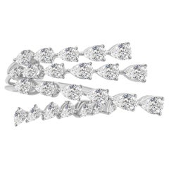 2.40 Carat Diamond Graduated Cluster Ring 18K White Gold Handmade Jewelry