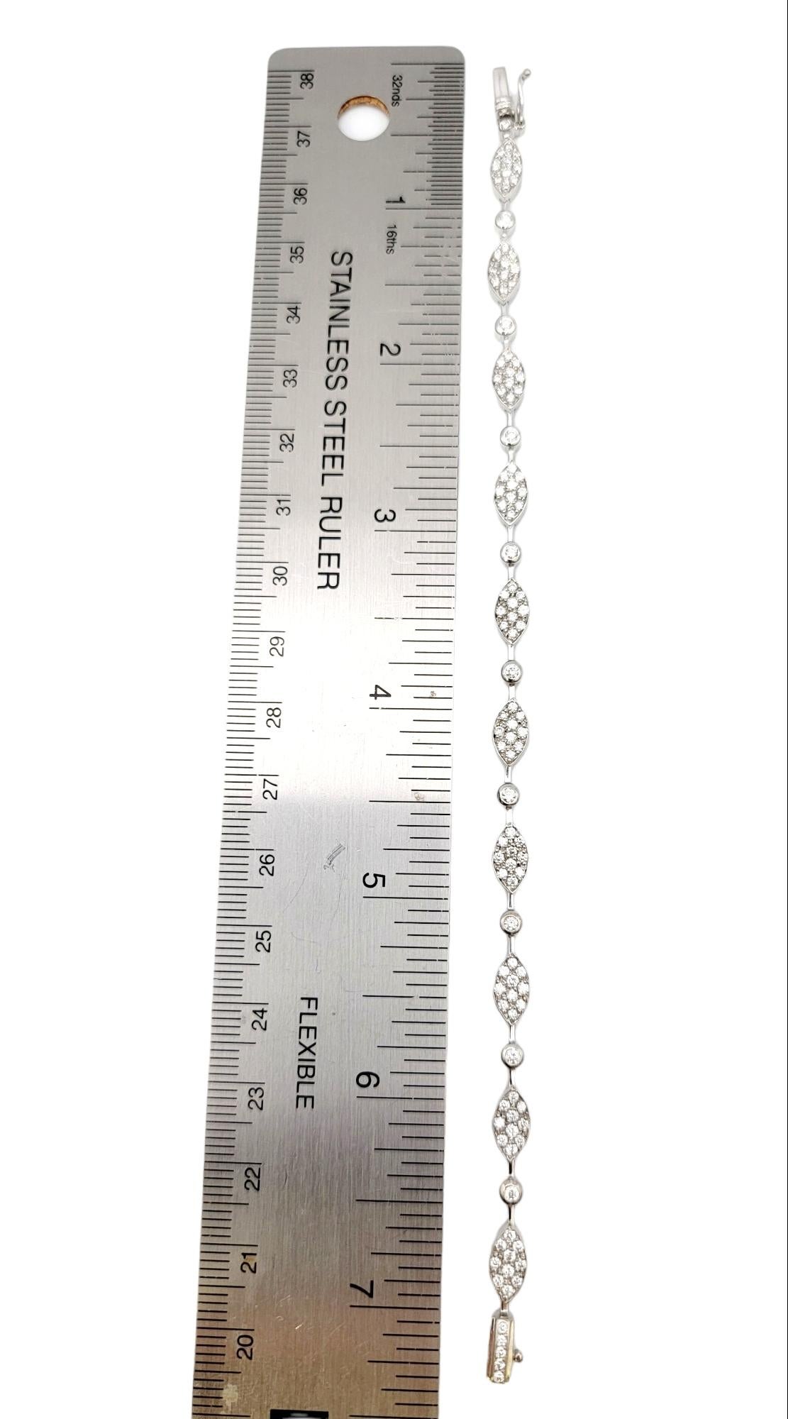 2.40 Carats Diamond Station Pave Marquise Link Bracelet in 14 Karat White Gold For Sale 7