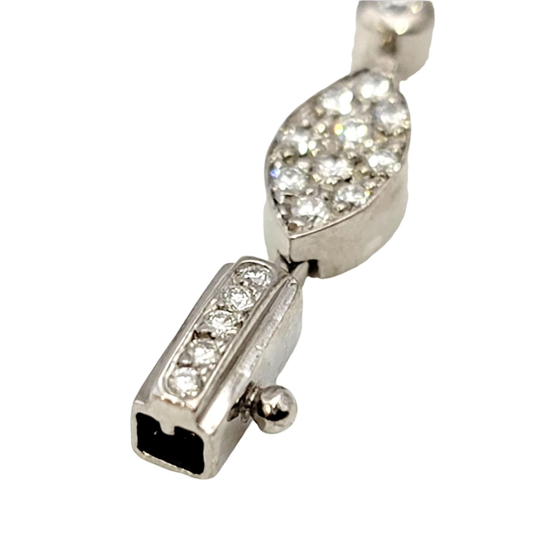 2.40 Carats Diamond Station Pave Marquise Link Bracelet in 14 Karat White Gold For Sale 3