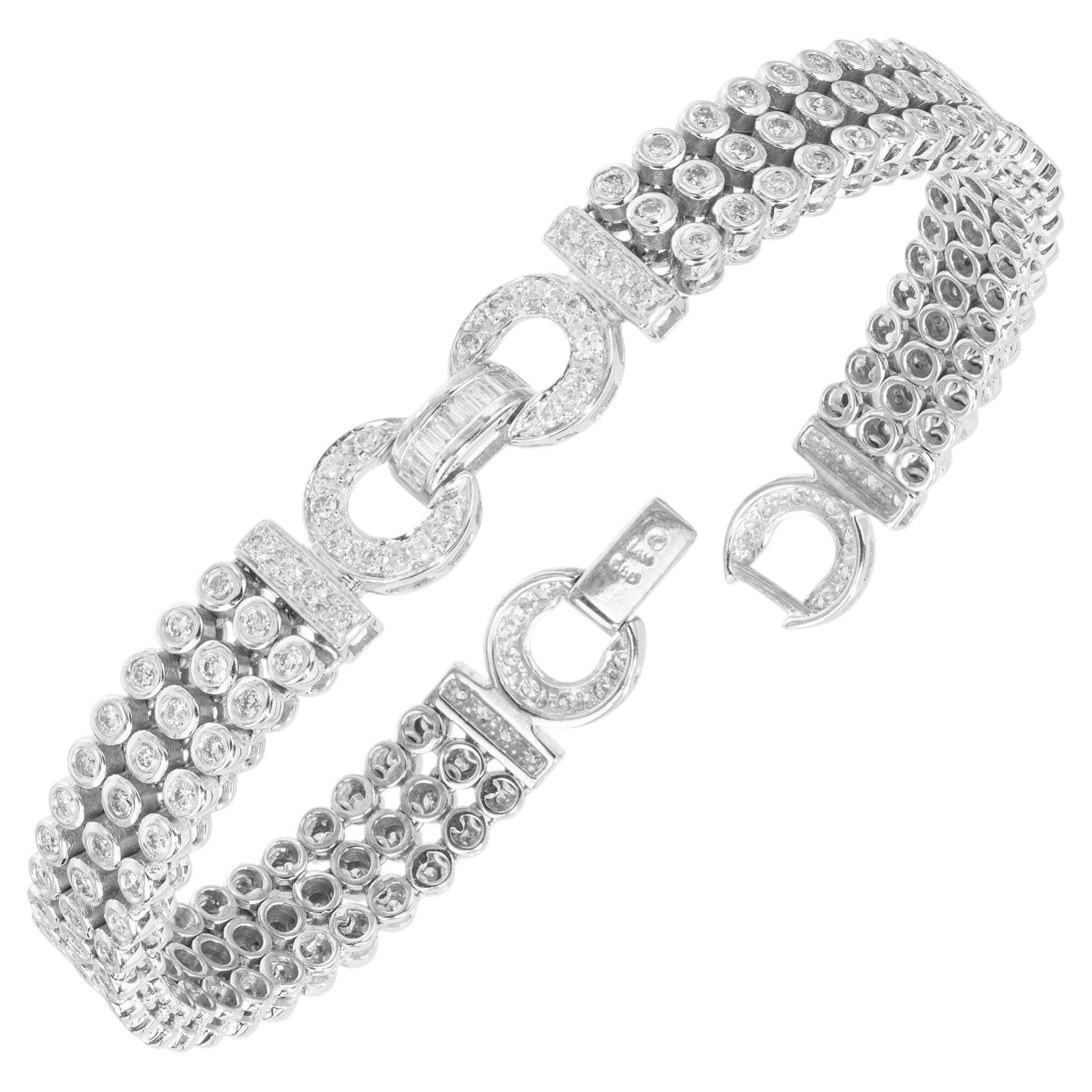 2.40 Carat Diamond White Gold Armblock Style Bracelet