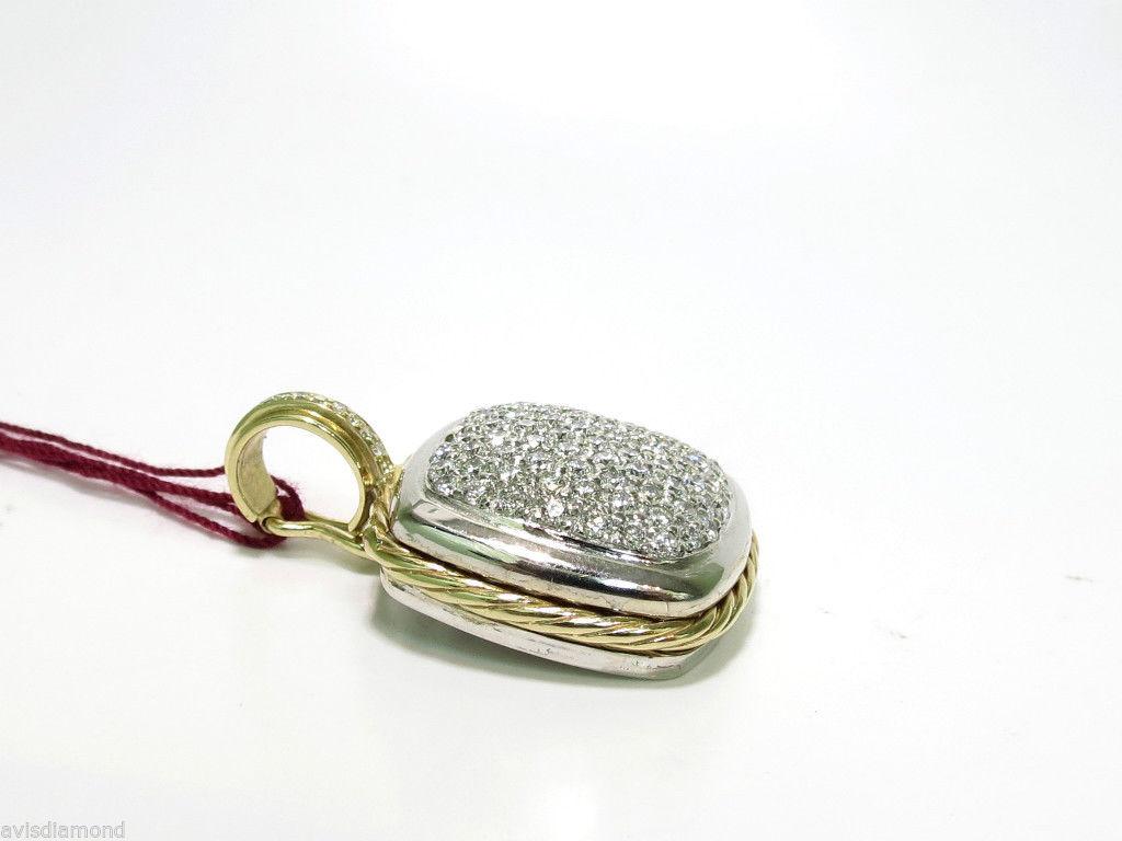 Ciondolo con pavé di diamanti a grappolo da 2,40 carati, torsione a corda in due tonalità e 14 carati in vendita 3