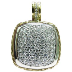 2.40 Carat Diamonds Cluster Pave Pendant, Two-Toned Rope Twist and 14 Karat*