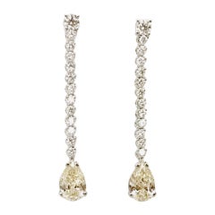 2.40 Carat Drop Diamond 1.04 Carat Diamond 18 Karat White Gold Drop Earrings