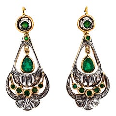 2.40 Carat Emerald 0.30 Carat White Diamond Yellow Gold Lever-Back Earrings 2.40 Carat Emerald 0.30 Carat White Diamond Yellow Gold Lever-Back Earrings