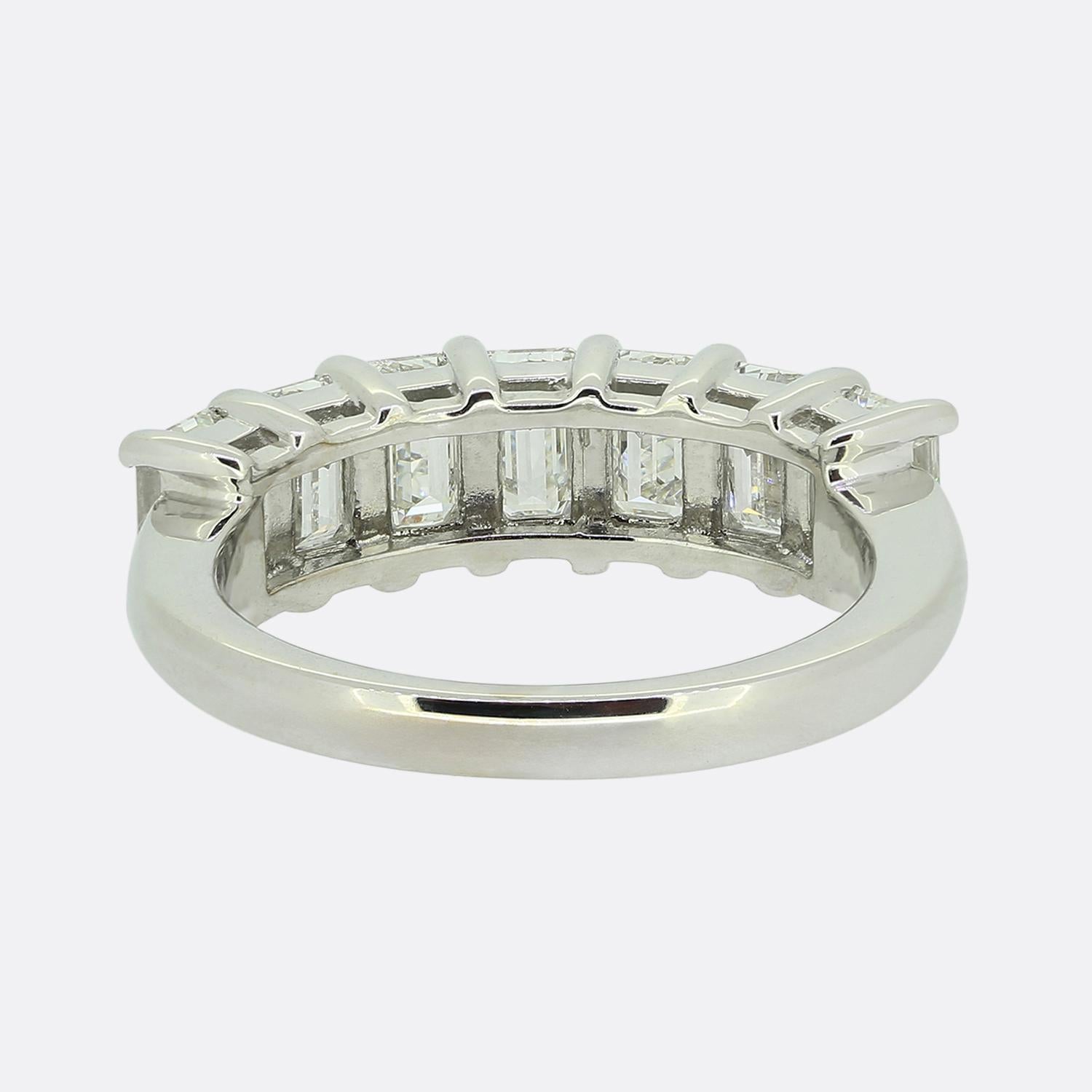 Women's or Men's 2.40 Carat Emerald Cut Diamond Seven-Stone Ring For Sale