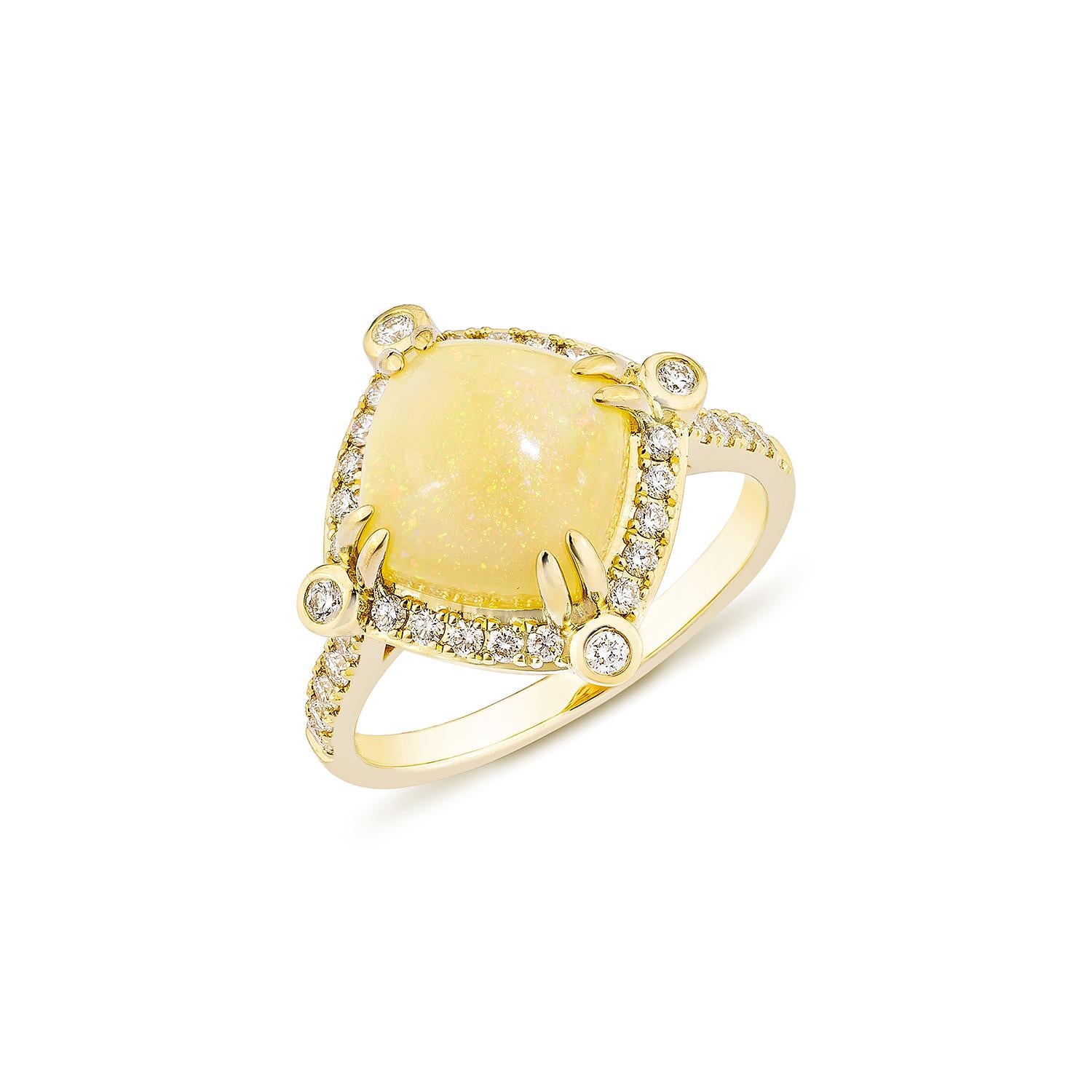 Sunita Nahata 2,40 Karat äthiopischer Opal Fancy Ring in 18KYG mit weißem Diamant. (Zeitgenössisch) im Angebot