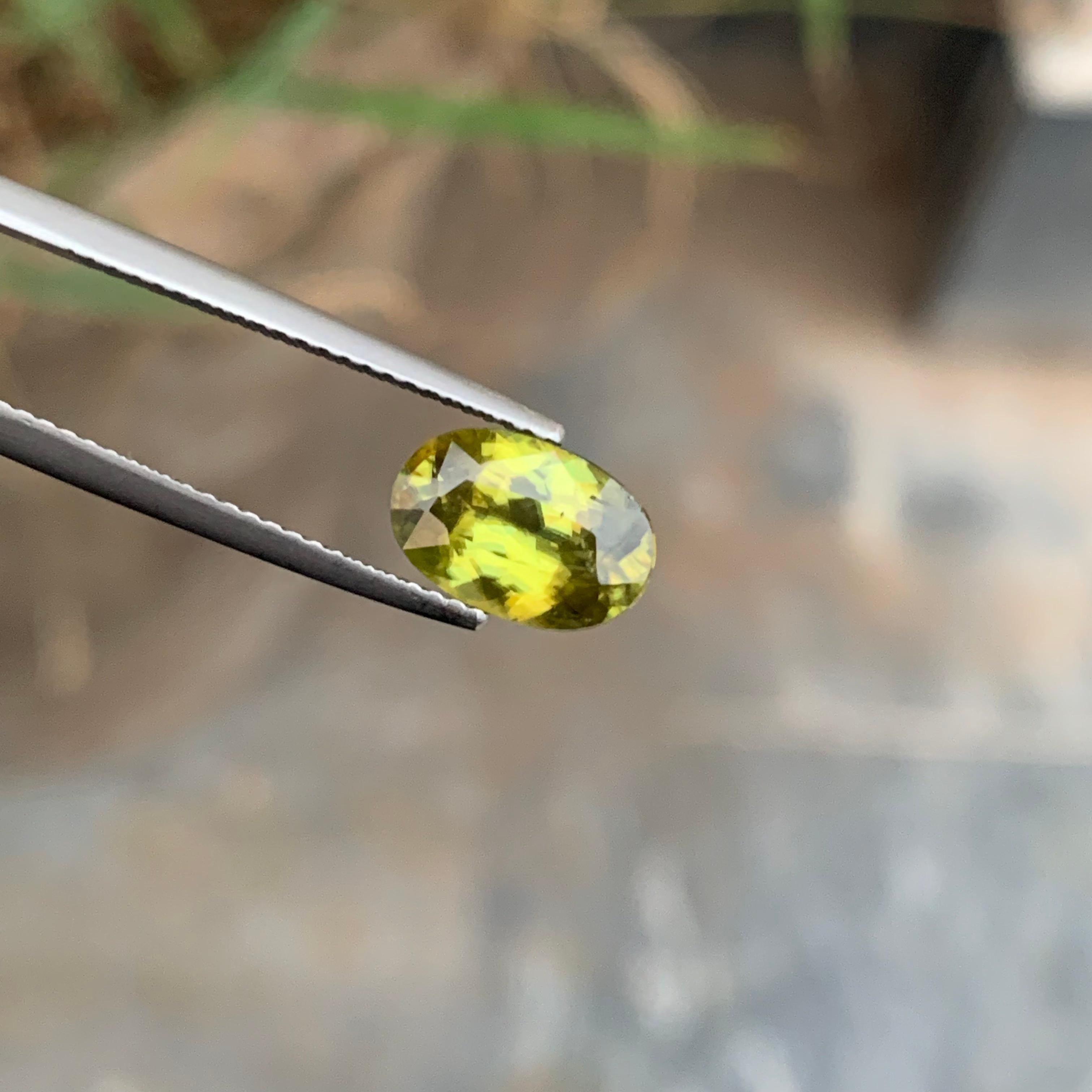 Women's or Men's 2.40 Carat Gorgeous Fire Loose Sphene Gemstone From Pakistan Mine Oval Shape For Sale