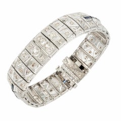 Bracciale d'argento con diamante marrone chiaro e zaffiro sintetico da 2,40 carati