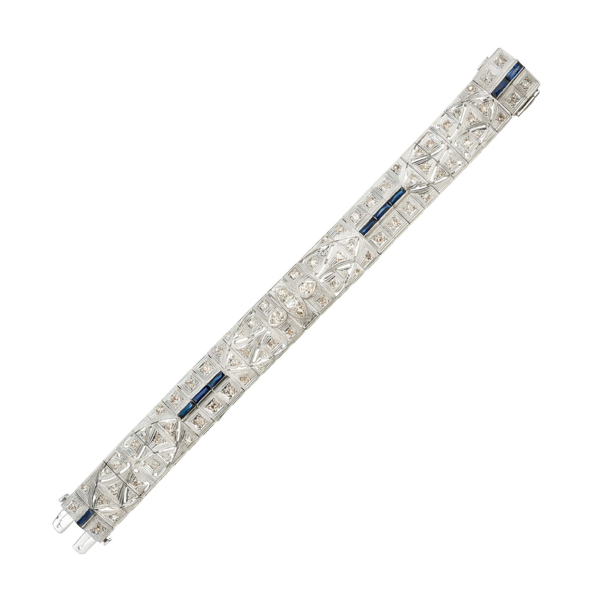 French Cut 2.40 Carat Light Brown Diamond Synthetic Sapphire Silver Bracelet For Sale