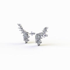 2.40 Carat Marquise Diamonds Platinum Wing Earrings