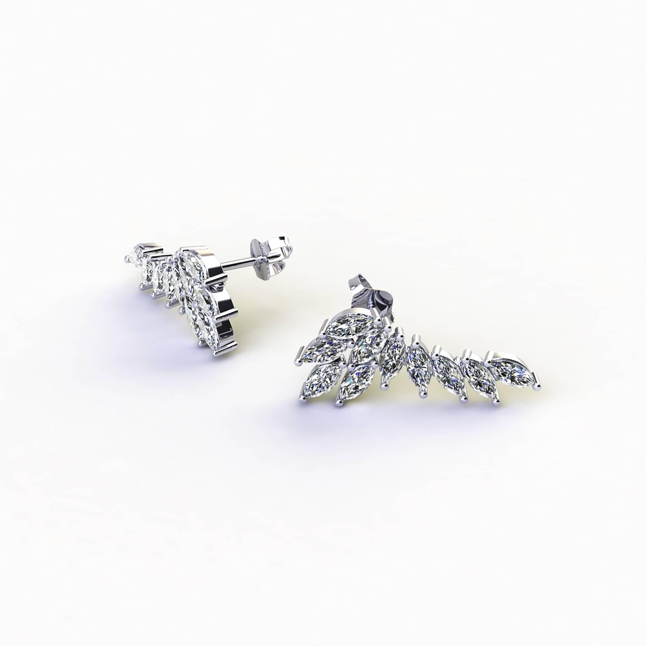 Moderne Boucles d'oreilles en platine avec diamants marquises de 2,40 carats en vente