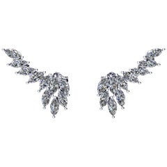 2.40 Carat Marquise Diamonds Platinum Wing Earrings