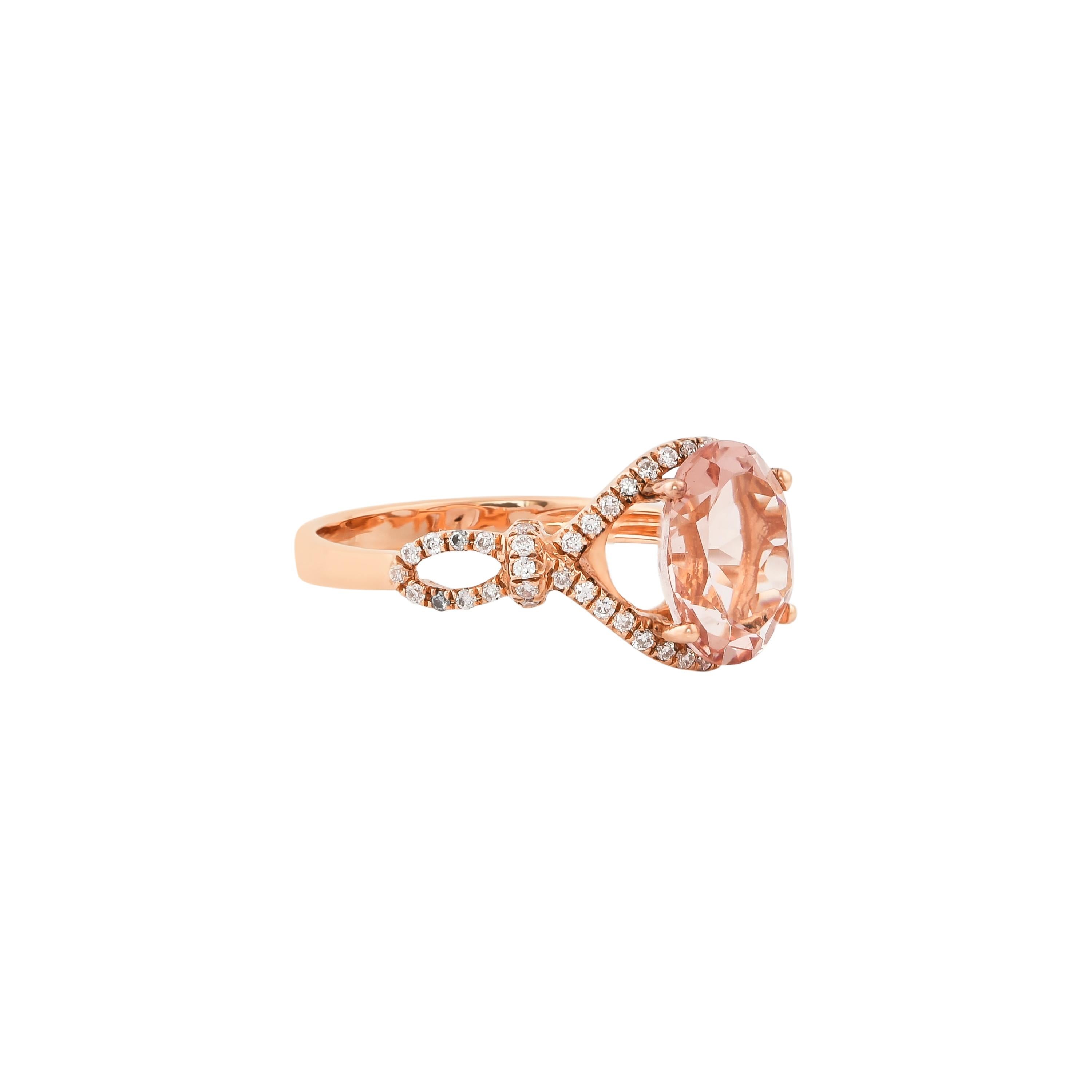 This collection features an array of magnificent morganites! Accented with Diamond these rings are made in rose gold and present a classic yet elegant look. 

Classic morganite ring in 18K Rose gold with Diamond. 

Morganite: 2.40 carat, 10X8mm