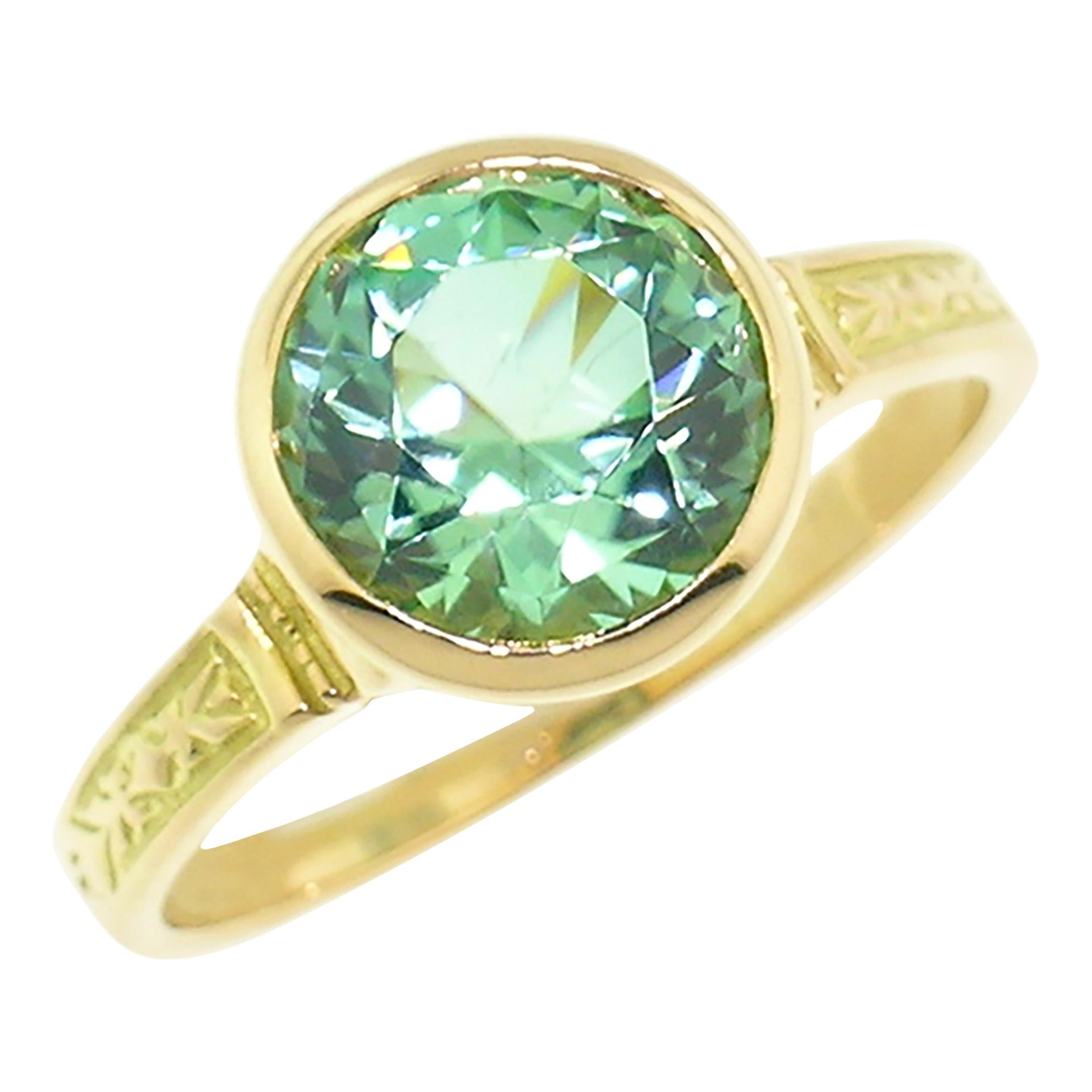2.40ct Mint Green Tourmaline in 18kt Cassandra Ring by Cynthia Scott Jewelry For Sale