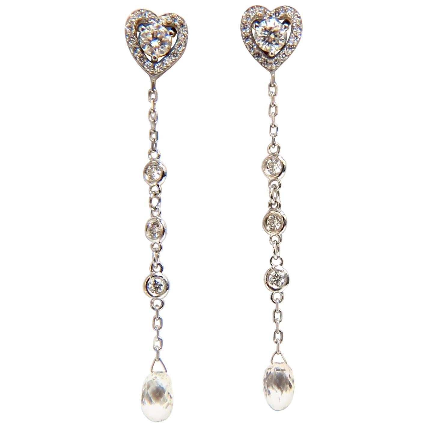 Orecchini pendenti con diamanti briolette naturali da 2,40 carati, 14 carati*