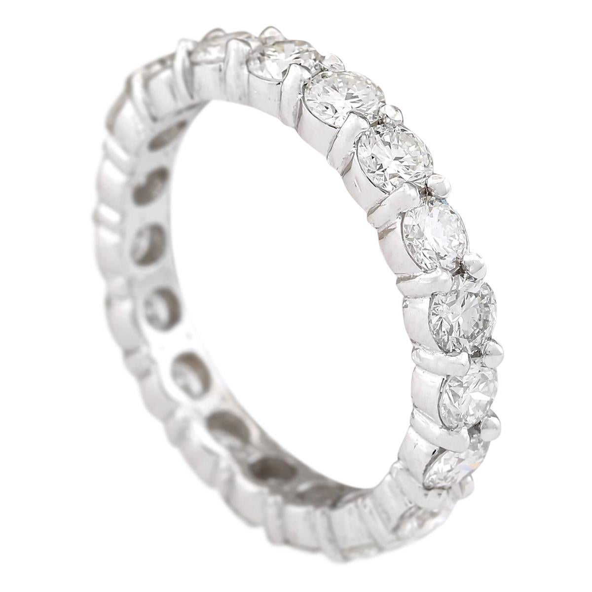 Round Cut 2.40 Carat Eternity Diamond Ring In 14 Karat White Gold  For Sale